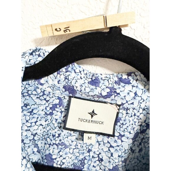 Tuckernuck Hydrangea Hayes Shirt Dress Button Front 3/4 Sleeve Blue Medium - Picture 6 of 6
